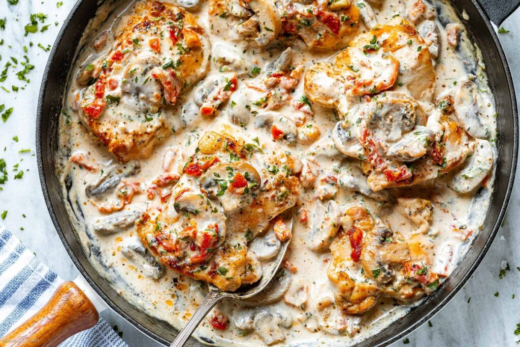 creamy garlic mushroom chicken
