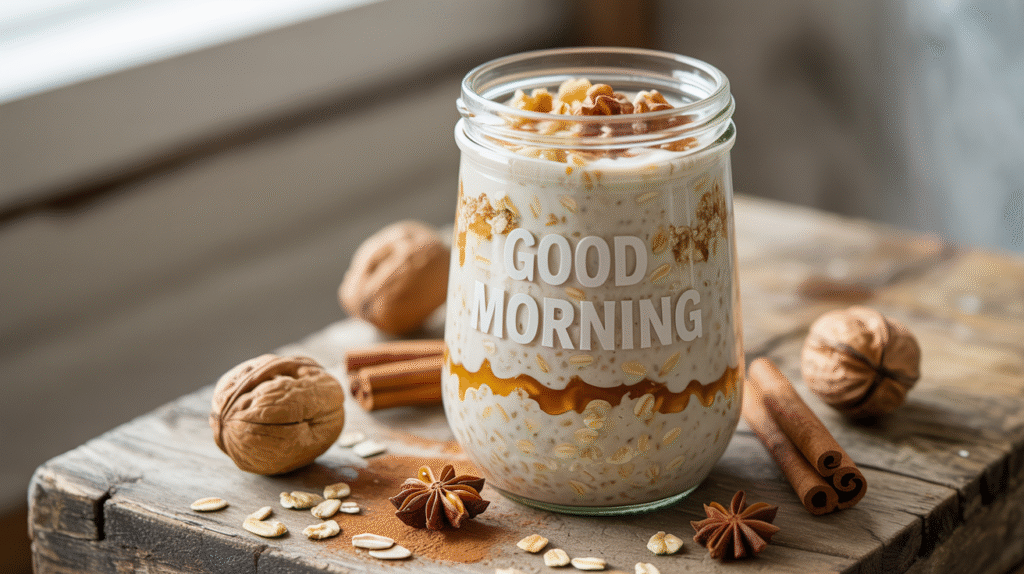 overnight oats with walnuts and spices
